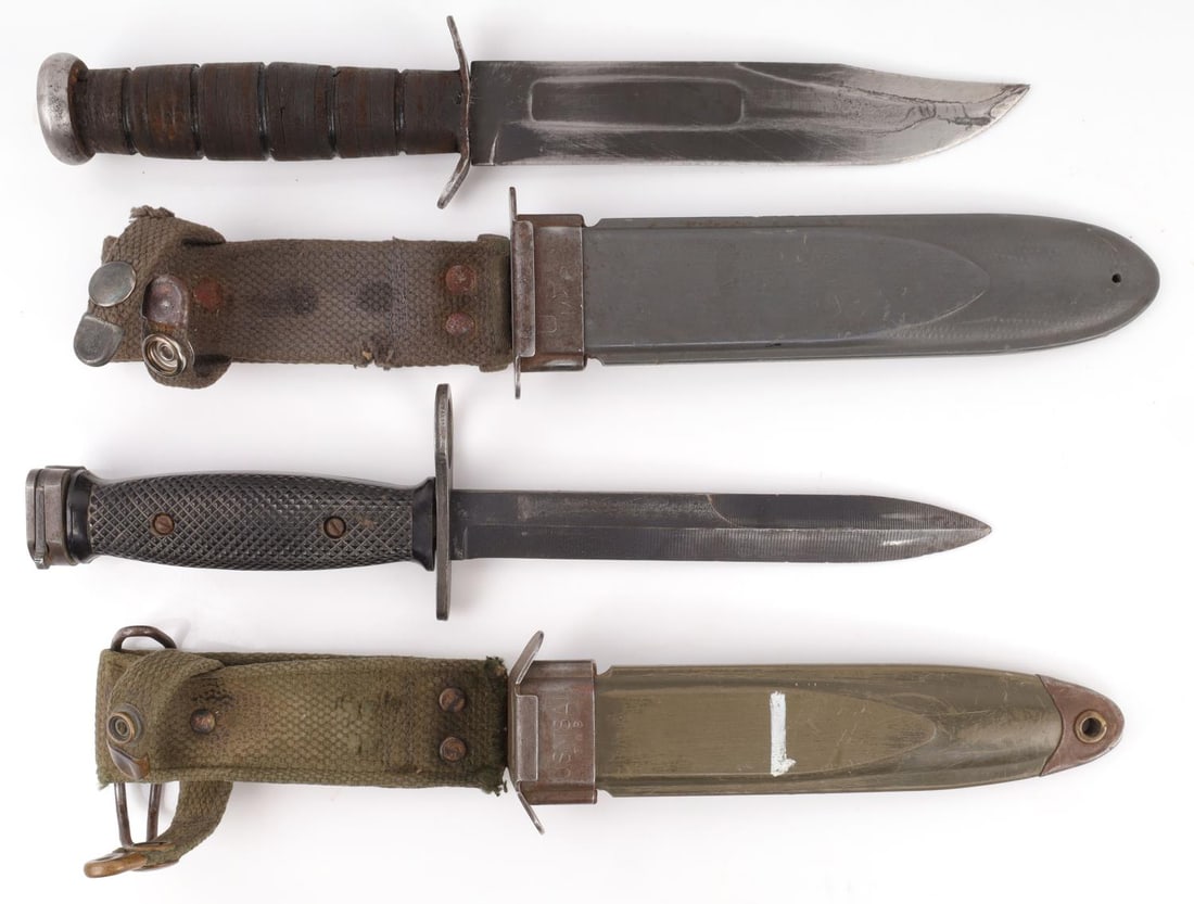 KABAR USN M2 & US M7 W SCABBARDS LOT OF 2: Lot of 2. United States Navy MK2 KABAR with USN MK 2 scabbard. US M7 BOC with USM8AI TWB scabbard. Both are in very good condition.