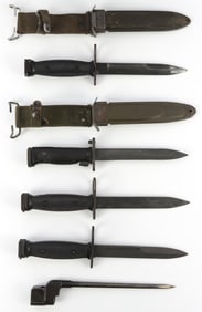 5 BRITISH & US ARMY M8A1 & M7 BAYONET & SHEATH LOT