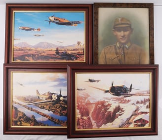 WWII GERMAN THIRD REICH FRAMED LUFTWAFFE ART LOT