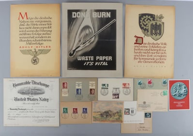 WWII GERMAN & U.S DOCUMENTS POSTER STAMPS