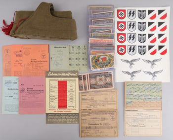 WWII GERMAN NOTGELD NAZI DOCUMENTS FASCIST CAP