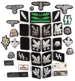 36 WWII GERMAN THIRD REICH COLLAR TABS & LABEL LOT