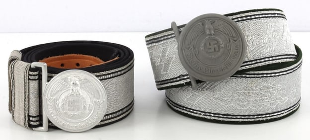 2 WWII GERMAN SS OFFICER BROCADE BELT & BUCKLE