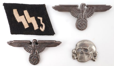 2 WWII GERMAN SS EAGLE 1 800 SILVER TOTENKOPF LOT