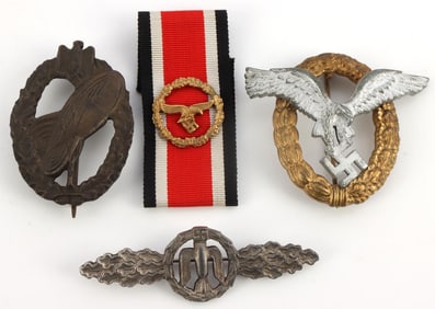 4 WWII GERMAN REICH LUFTWAFFE BADGE & HONOUR ROLL