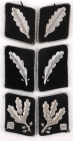 6 WWII GERMAN REICH SS OFFICER SILVER COLLAR TABS