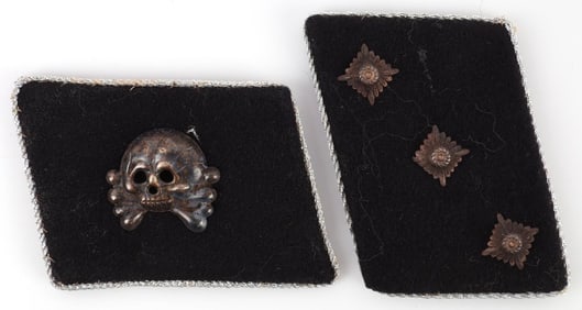 WWII GERMAN REICH SS TOTENKOPF SKULL COLLAR TABS