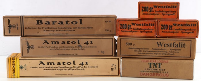 8 WWII GERMAN REICH MODEL TRENCH EXPLOSIVES LOT