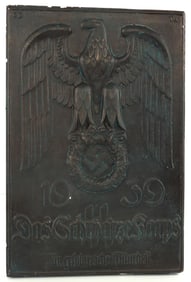 WWII GERMAN REICH SS BLACK CORPS NEWSPAPER PLAQUE