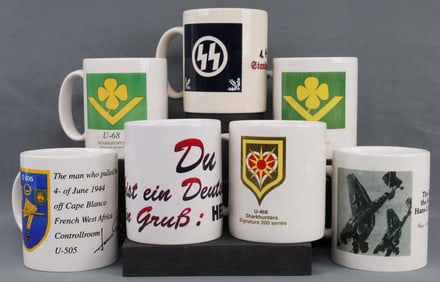 7 WWII HISTORIC GERMAN U-BOAT SS HEIL HITLER MUGS
