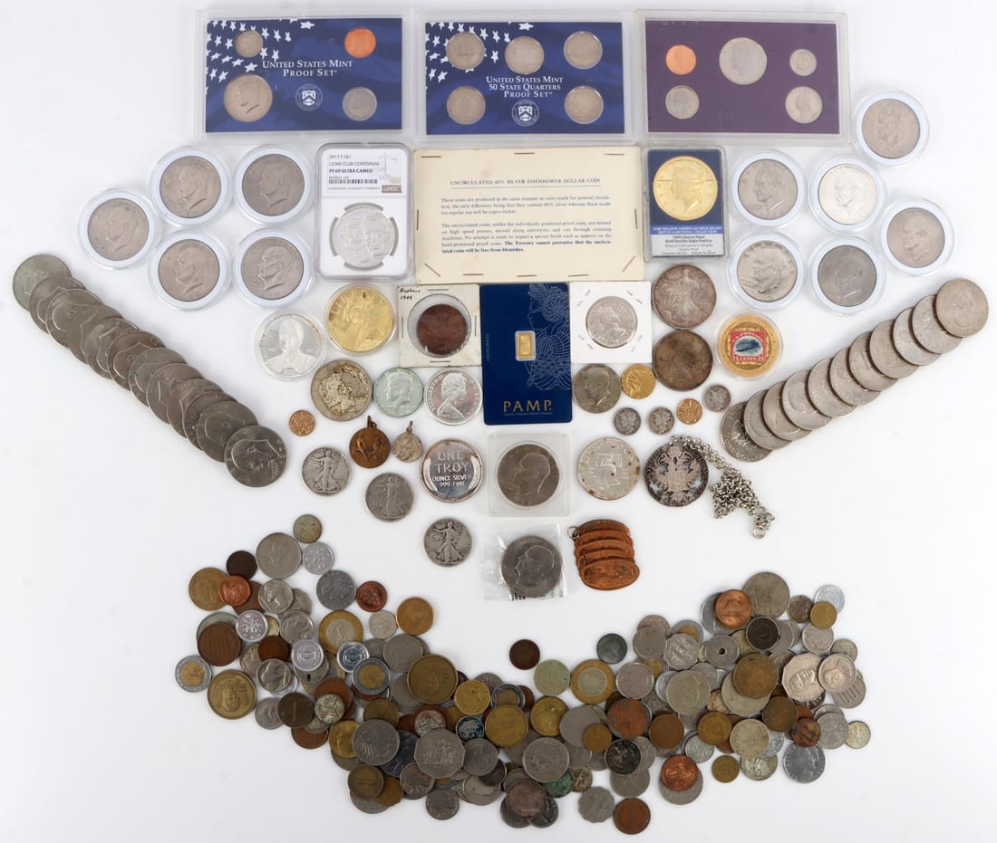 OVER 6 POUNDS OF U.S. WORLD COINS TOKENS SILVER: Unsearched, silver possible gold, big variety of Numismatics. One of our most popular offerings.