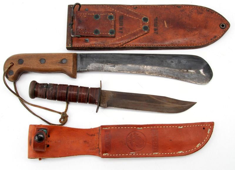 USMC BOLO KNIFE & KABAR BLADE EACH WITH SHEATH Nov 04, 2012