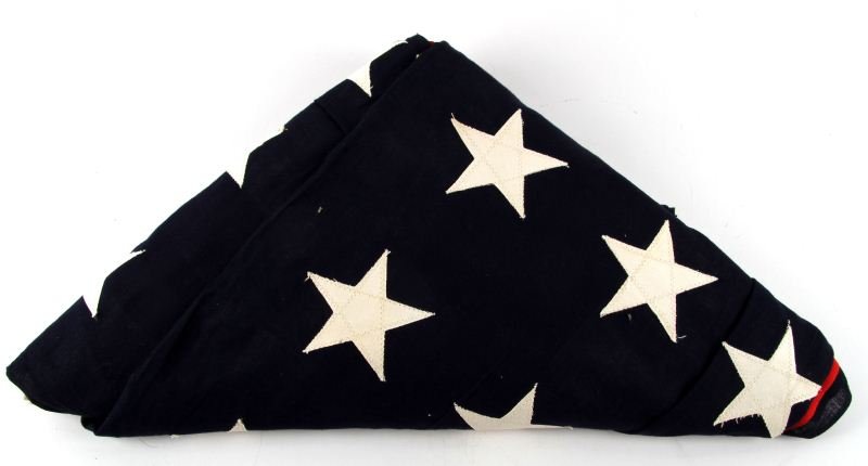 WWII 54 BY 112 48 STAR U.S. FLAG: Some staining in the center otherwise very, free of tears and usable.
