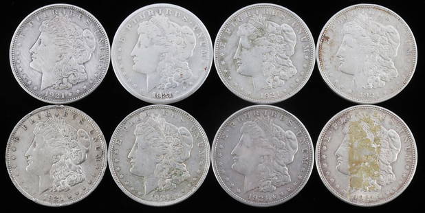8 MORGAN SILVER DOLLAR COIN LOT: All from circulation, electronically tested.