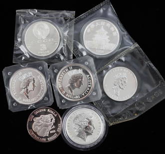 7 1 OZT USSR AUSTRALIA CHINA KOALA KOOKABURRA COIN: All BU or proof like. Each 1 OZT .999 fine silver This lot has a reserve.