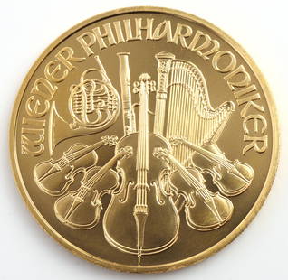 2006 GOLD AUSTRIA PHILHARMONIC BU COIN: Brilliant uncirculated, .999 fine gold. This lot has a reserve.