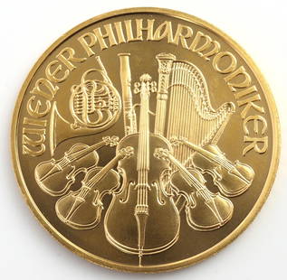 2006 GOLD AUSTRIA PHILHARMONIC BU COIN: Brilliant uncirculated, .999 fine gold. This lot has a reserve.