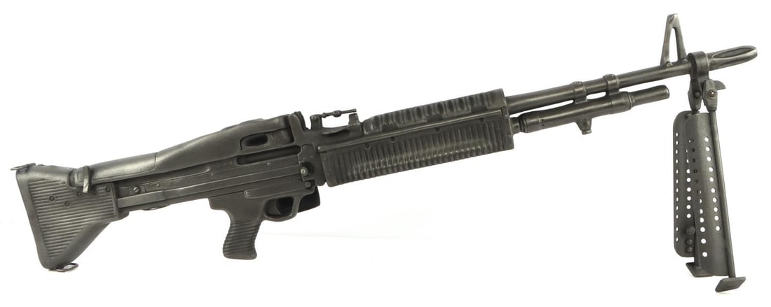 US MILITARY M60 MACHINE GUN LIFE SIZE PROP GUN: Non-functioning prop gun. With folding bipod and replaceable threaded dummy charging handle. Breach does not open. Not a real firearm. Modern prop.