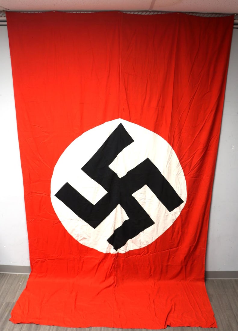 WWII GERMAN THIRD REICH LARGE STATE SERVICE FLAG: Measures 127 X 73 inches approximately. Non-fluorescing. Very good condition.