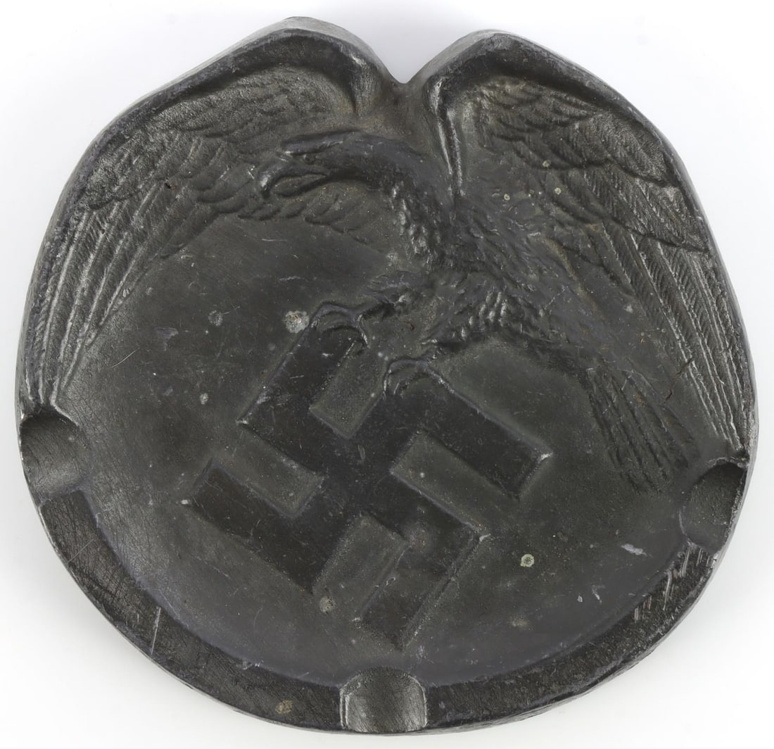 WWII GERMAN THIRD REICH LUFTWAFFE ASHTRAY: Original lead heavy type ashtray. Non-magnetic. Measures 5 1/8 inches.