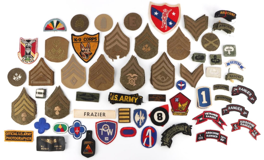 WWII US ARMY & POST WAR PATCHES AIRBORNE INF MORE: Large lot with patches from multiple branches from WWII and post-war years. Most in good condition.