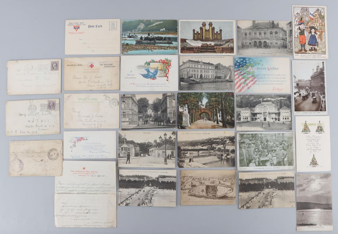 WWI 26 PIECES OF SOLDIERS MAIL CENSORED POSTCARDS: Very interesting reads, all good original condition. 1918 and 1919