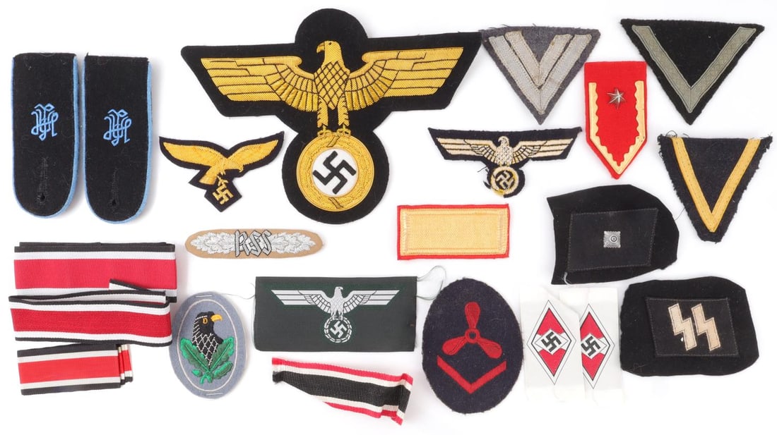 WWII GERMAN REICH NSDAP INSIGNIA & PATCH LOT: All in good condition. NSDAP, SS, and more. Unauthenticated, sold as is.