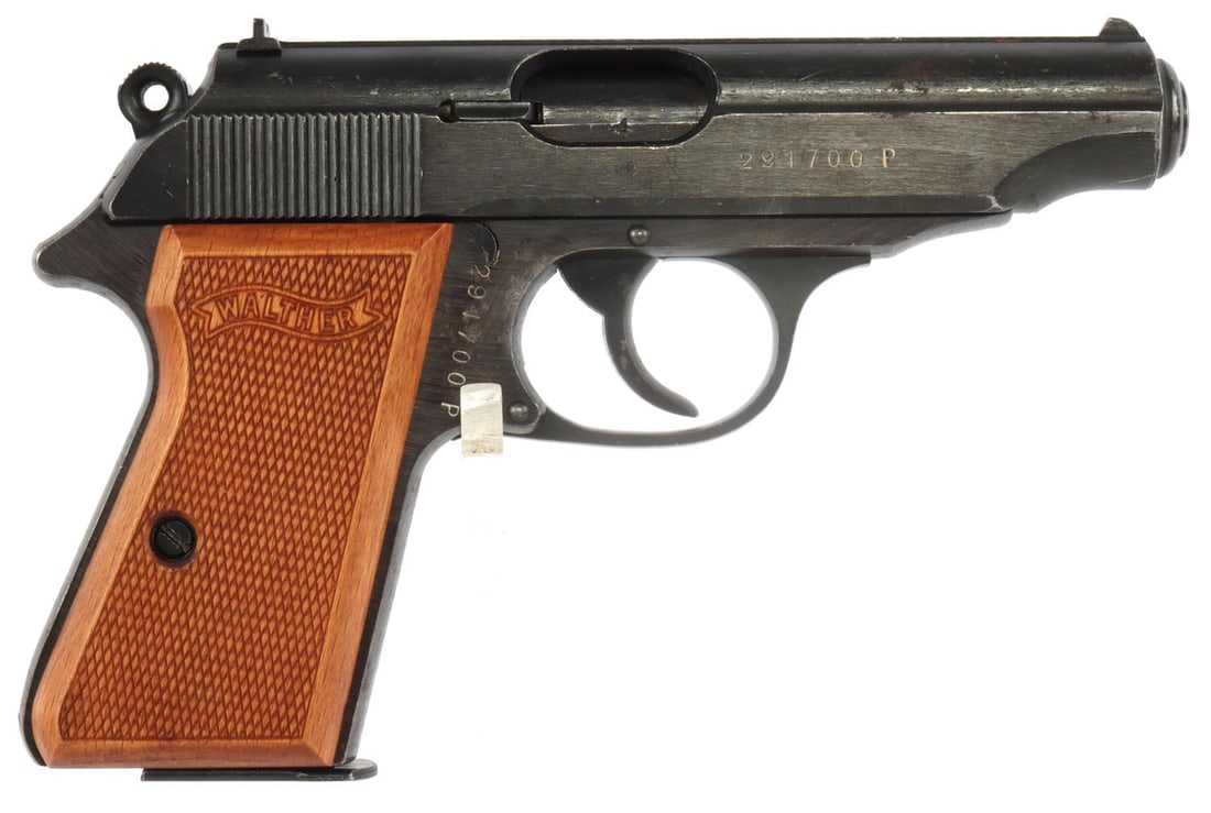 WALTHER PP .32 ACP WW2 GERMAN WAFFENFABRIK PISTOL: German Walther PP 32 ACP handgun with one (1) blued original 8-round magazine. Marked Waa359 for 1942 production. Includes post-war commercial wooden grips. The WaffenAMT is not defaced on the receive