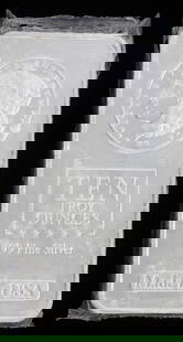 10 OZT .999 FINE SILVER BAR BULLION INGOT: Electronically tested. From the refiner. This lot has a reserve.