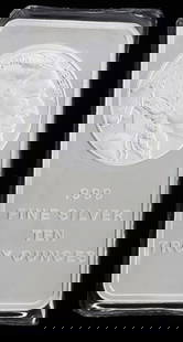 10 OZT .999 FINE SIVER BAR: Electronically tested, purchased from refiner. This lot has a reserve.