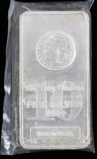 10 OZT .999 FINE SIVER BAR: Electronically tested, purchased from refiner. This lot has a reserve.