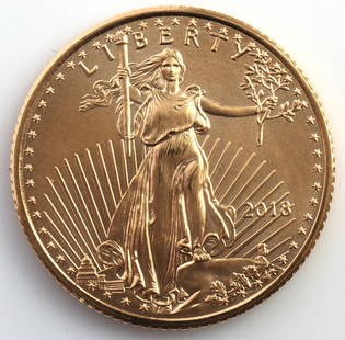 GOLD 1/10 OZT AMERICAN EAGLE BU COIN: Brilliant uncirculated. This lot has a reserve.