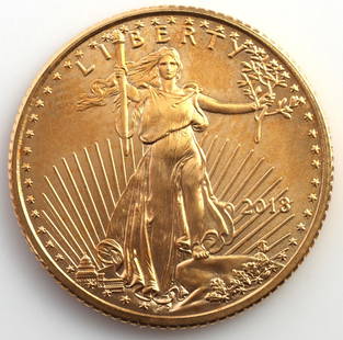 GOLD 1/10 OZT AMERICAN EAGLE BU COIN: Brilliant uncirculated. This lot has a reserve.