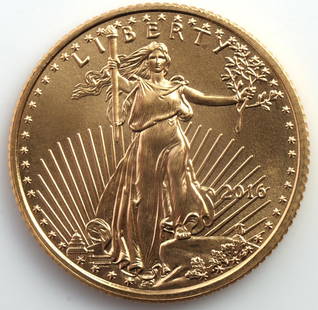 1/10TH AMERICAN GOLD EAGLE GOLD COIN: Brilliant uncirculated, electronically tested. Purchased through refiner. This lot has a reserve.
