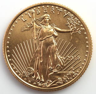 1/10TH AMERICAN GOLD EAGLE GOLD COIN: Brilliant uncirculated, electronically tested. Purchased through refiner. This lot has a reserve.