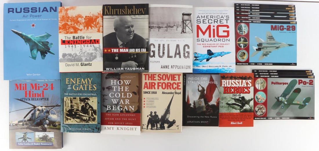 LOT OF 19 SOVIET MILITARY HISTORY AVIATION: Lot of NINETEEN (19): #1 Enemy at the Gates: The Battle for Stalingrad by William Craig #2 The Battle for Stalingrad 1941-1944 by David M. Glantz #3 Gulag by Anne Applebaum #4 Inside the Stalin Archiv