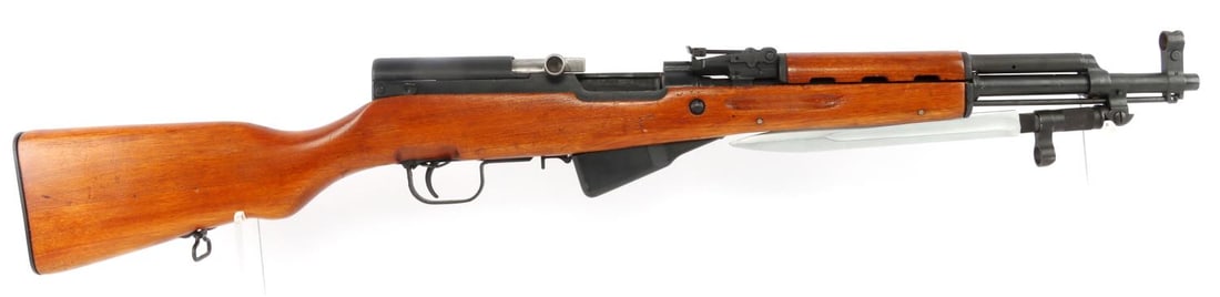 CHINESE SKS PARATROOPER 7.62X39 SEMI AUTO RIFLE: Chinese-made (Xin Shi Dai) SKS rifle with 16.5-inch barrel. Steel bayonet and adjustable rear sight. Importer Trident Arms Co. Very good condition. Bore is bright and clear. Mechanically good, functio