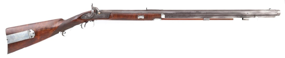 1860S CUSTOM JP WHITE & MARIN CONFEDERATE RIFLE: Manufactured in the 1860's by J.P White & Marin in Savannah Georgia. Gold trim on rear of barrel and near percussion lock. Trigger guard, patch box lid, wedge key, ram rod holder and swell are all in 