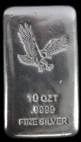 10 OZT .999 FINE SILVER BAR BULLION INGOT