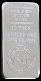 10 OZT OUNCE GOLDEN STATE MINT 999 FINE SILVER BAR