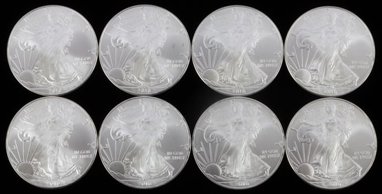 8 2010 SILVER AMERICAN 1 OZT OUNCE BU COIN LOT