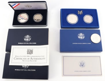 2 SILVER COMMEMORATIVE COIN SET & BU 1904 O MORGAN