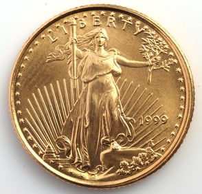 1999 GOLD 1/10 OZT OUNCE AMERICAN EAGLE BU COIN