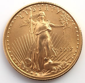 2007 GOLD 1/10 OZT OUNCE AMERICAN EAGLE BU COIN