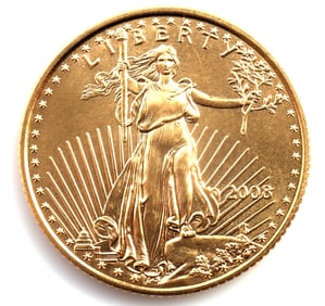 2008 GOLD 1/10 OUNCE OZT AMERICAN EAGLE BU COIN