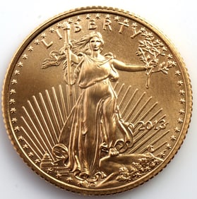 2013 GOLD 1/10 OZT AMERICAN EAGLE BU COIN
