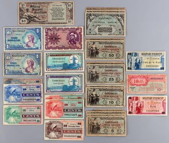 LOT OF 28 MILITARY PAYMENT CERTIFICATES 481 661