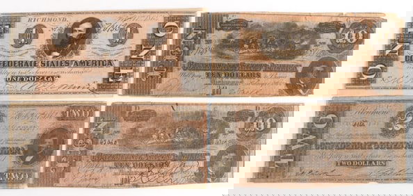 4 CONFEDERATE STATES BANKNOTE LOT UNC CS71