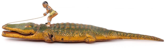 VTG TECHNOFIX CROCODILE RIDER GERMAN TIN LITHO TOY
