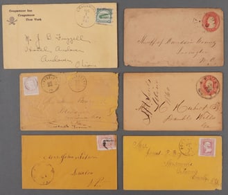 6 POSTAL COVERS ENVELOPES 1850S 1920S LOT OF 6